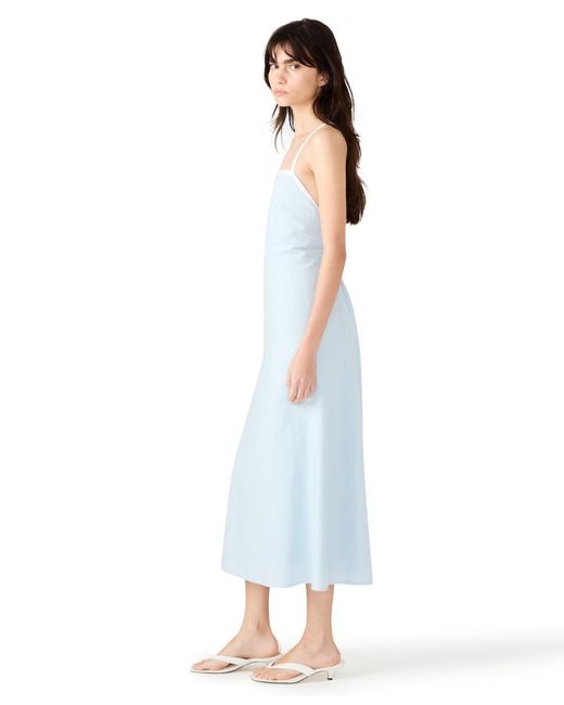 Steve Madden Blue Riyan Tipped Apron-neck Midi Dress