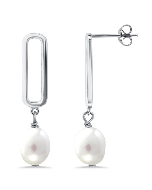 Macy's White Cultured Pearl Paperclip Drop Earring
