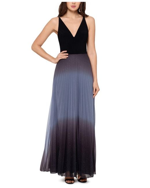 betsy and adam pleated gown