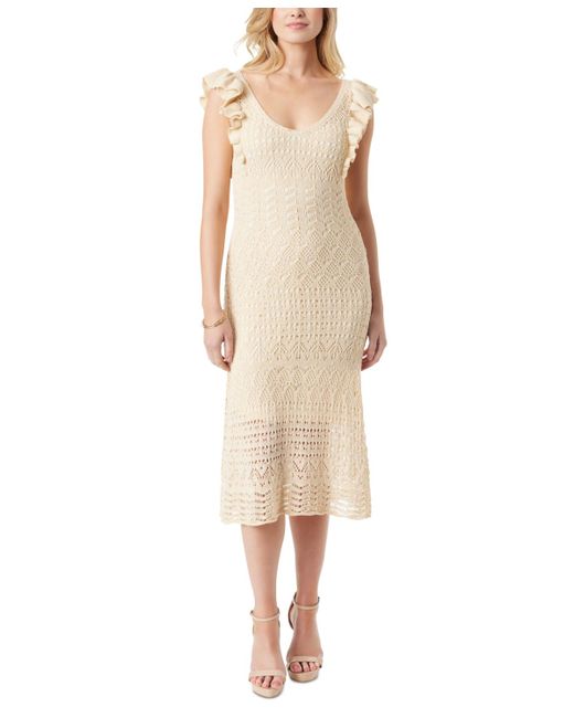Jessica Simpson Natural Ocean Pointelle-knit Midi Dress