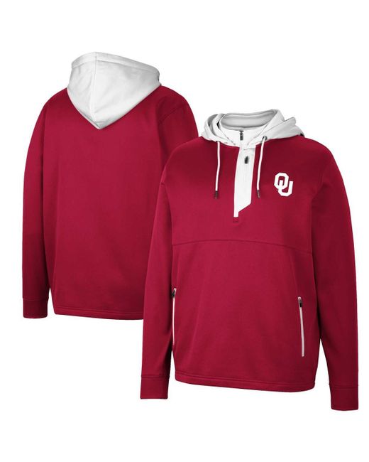 Colosseum Athletics Red Oklahoma Sooners Luge 3.0 Quarter-zip Hoodie for men