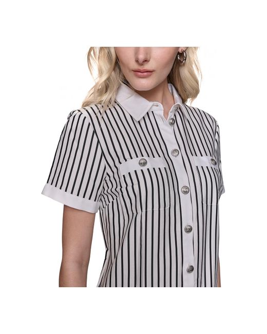 Karl Lagerfeld Multicolor Striped Button-front Dress