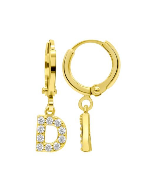 Adornia Metallic 14k Gold-plated Initial Pave huggie Hoop Earrings