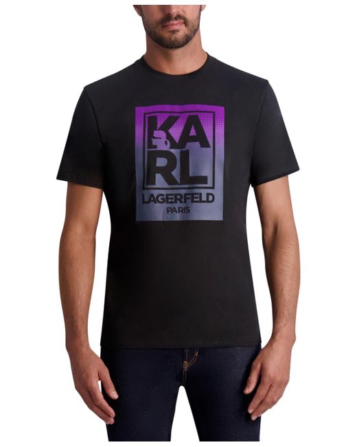 Karl Lagerfeld Blue Karl Lagerfeld Ombre Squared Graphic T-shirt for men