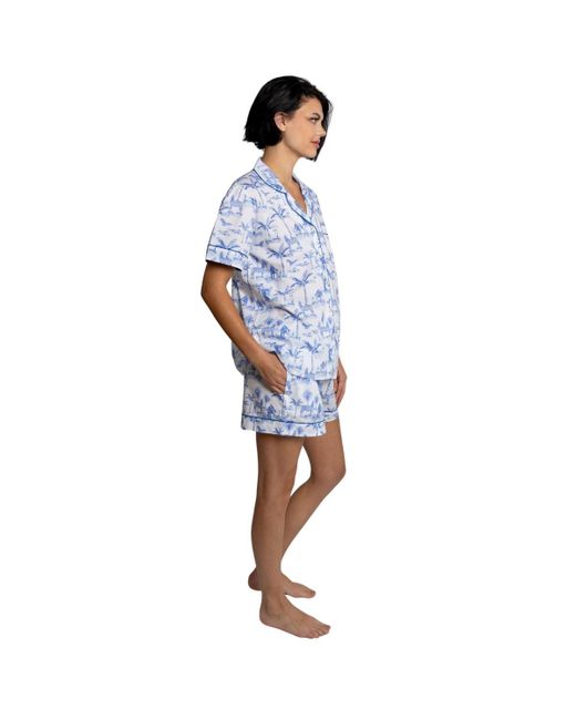 Sant And Abel Blue Skydog Toile Short Pj Set