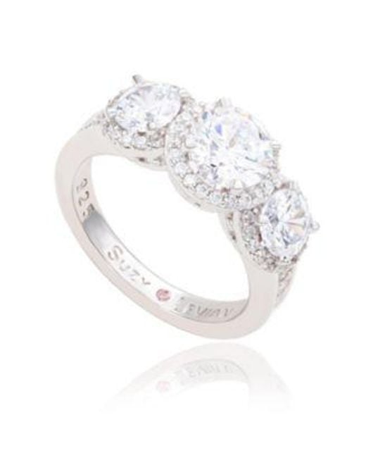 SUZY LEVIAN NEW YORK White Suzy Levian Sterling Sapphire Pear Shape Petite Ring