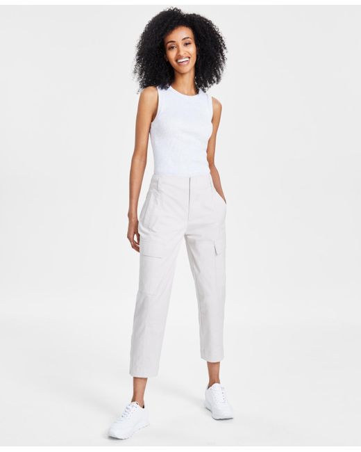 Calvin Klein Natural High-rise Stretch Twill Cargo Ankle Pants