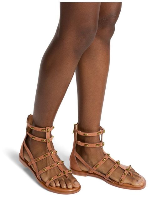 Michael Kors Brown Noa Gladiator Open Toe Flat Sandals