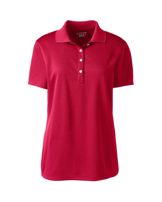 Lands' End Red Short Sleeve Solid Active Polo