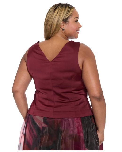 Muse Red Plus Size V-neck Top