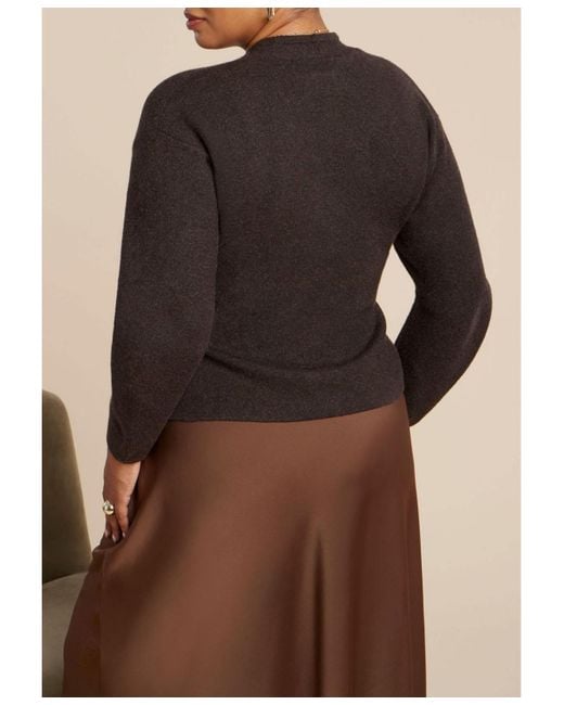 Eloquii Brown Plus Size Structured Lurex Cardigan