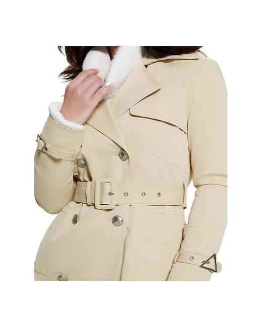 Guess Trench Coat in Natural | Lyst