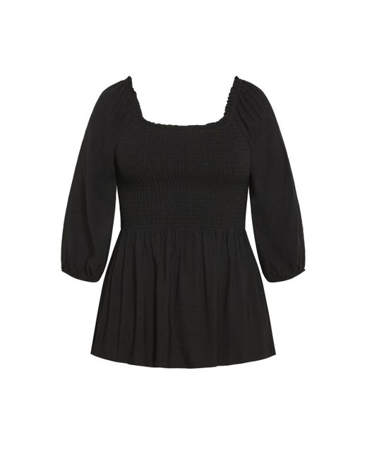 City Chic Black Plus Size Poppy Top