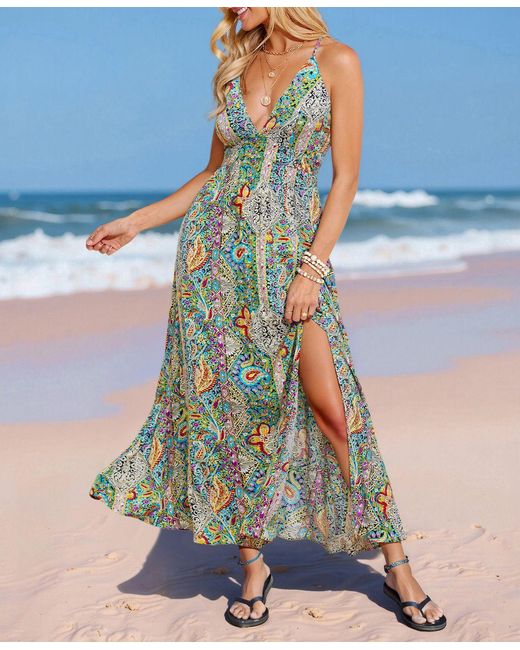 CUPSHE Green Main Feed Paisley Maxi Beach Dress