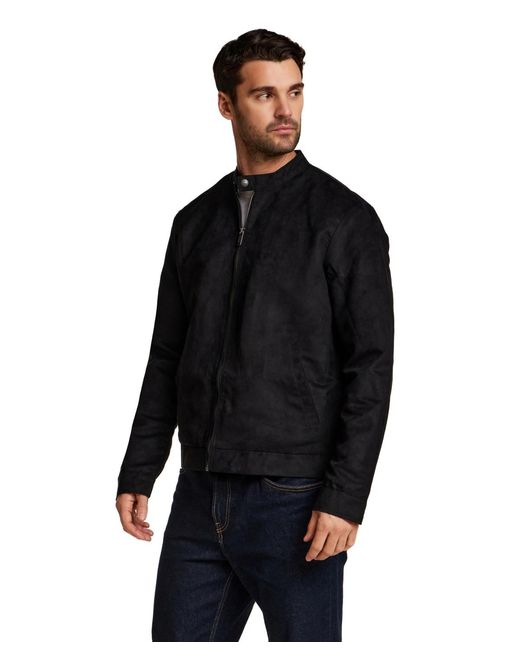 Weatherproof Black Moto Microsuede Jacket for men