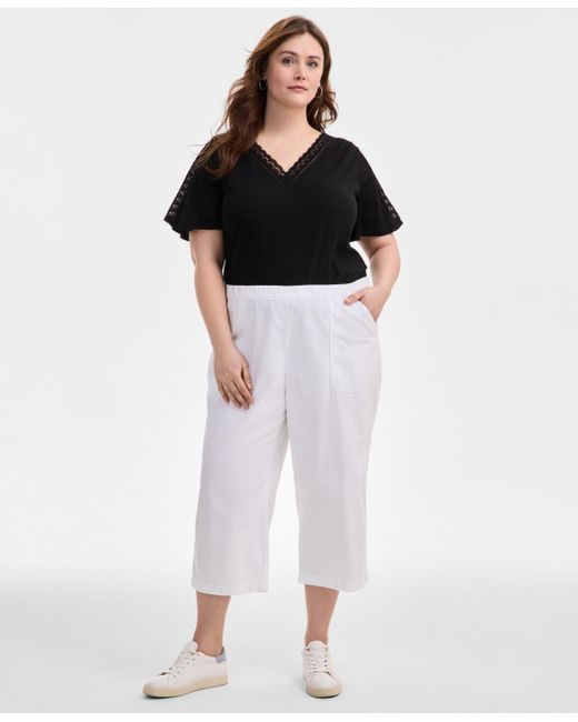 Style & Co. Black Plus Size Pull-on Cropped Pants