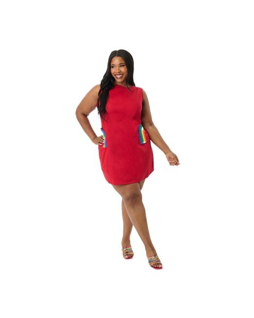 Smak Parlour Red Plus Size 1960s Sleeveless Mod Shift Dress