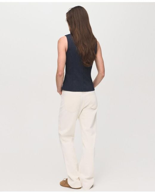 Mango Blue Denim Effect Tie Top
