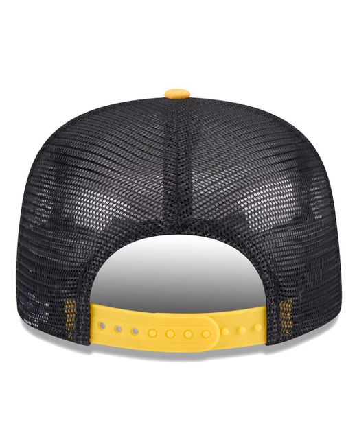 KTZ Black/gold Golden State Warriors Throwback Team Arch Golfer Snapback Hat for men