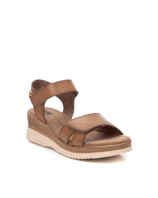 Xti Brown Low Wedge Sandals By