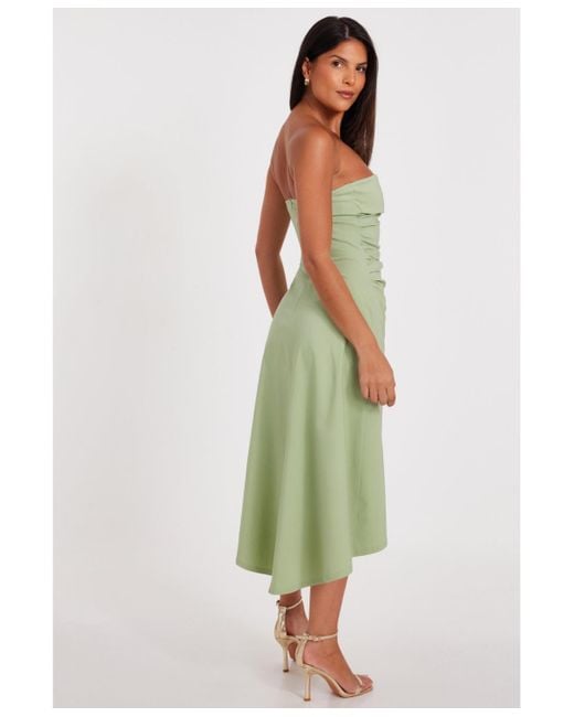 Quiz Green Bengaline Bandeau Midi Dress