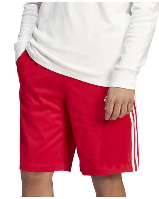 Adidas Red Essentials Single Jersey 3-stripes 10" Shorts for men