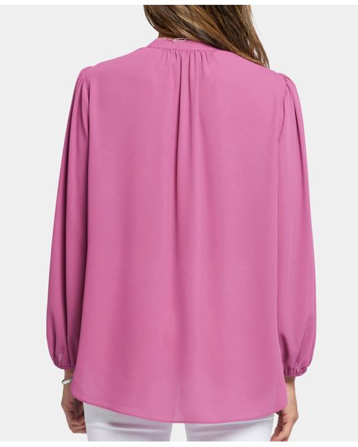 NYDJ Pink 's Puff Sleeve Popover Top