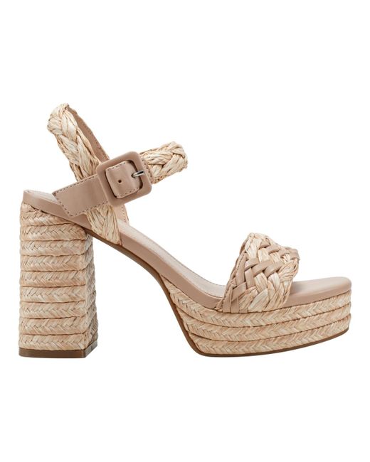 Marc Fisher Brown Seclude Block Heel Square Toe Dress Sandals