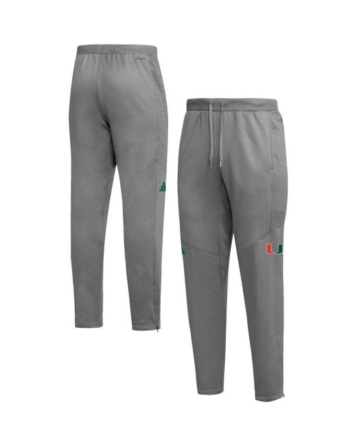 Adidas Gray Miami Hurricanes 2023 Travel Aeroready Tapered Pants for men