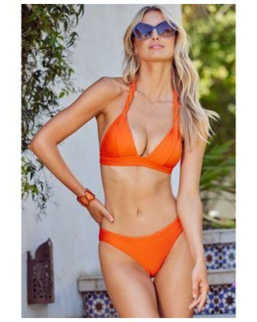 Becca Orange Catalonia Halter Bikini Top Bottoms