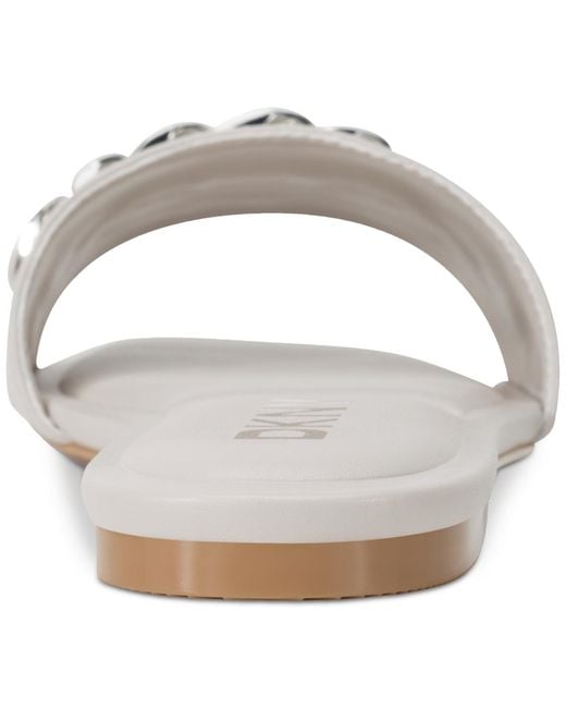 DKNY White Dania Flat Slide