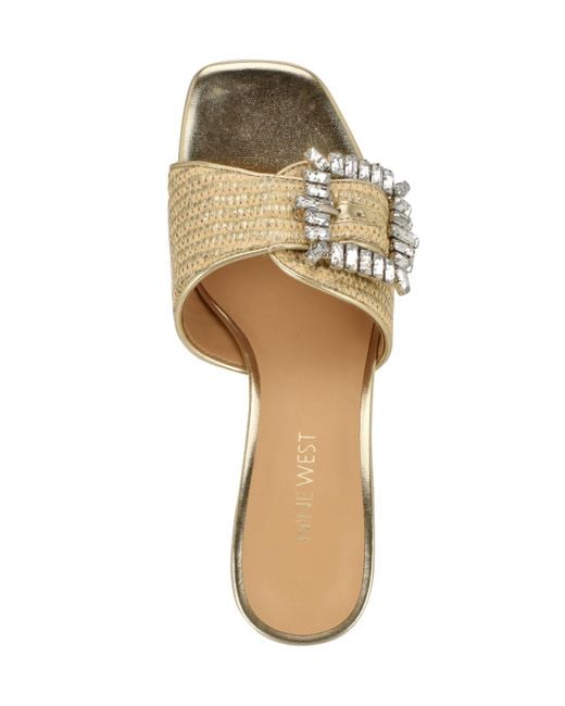 Nine West Metallic Geanila Block Heel Dress Sandals