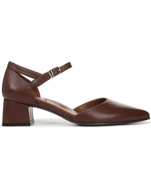 Naturalizer Brown Maddox Block Heel Ankle Strap Pumps