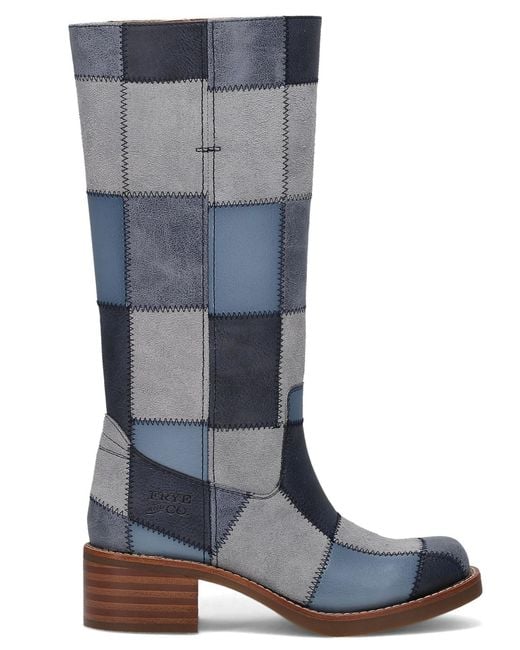 FRYE and CO Blue Miranda Patchwork In Pull-on Tall Boots