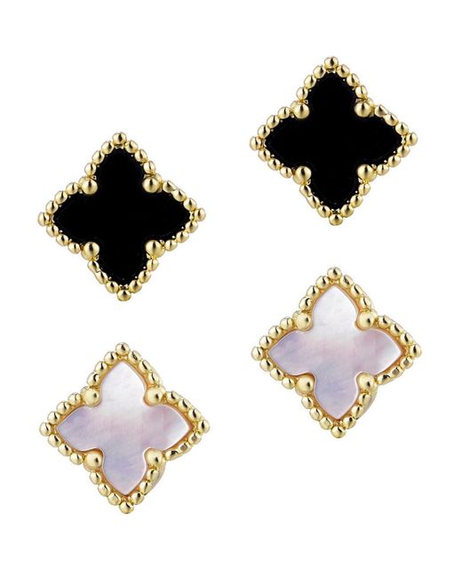 Adornia Metallic Plated Clover Stud Earring Set