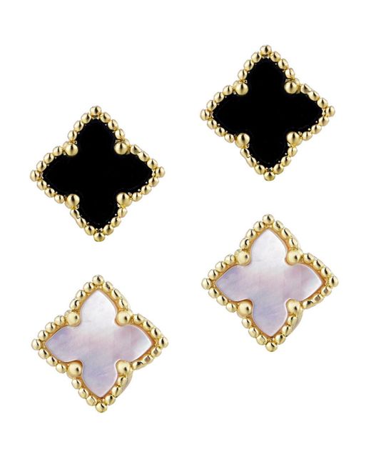 Adornia Metallic Plated Clover Stud Earring Set