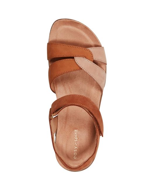 Easy Spirit Brown Marian Open Toe Flat Strappy Sandals