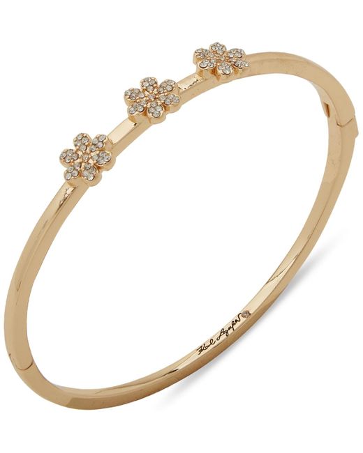 Karl Lagerfeld Metallic Gold-tone Crystal Flower Cuff Bracelet