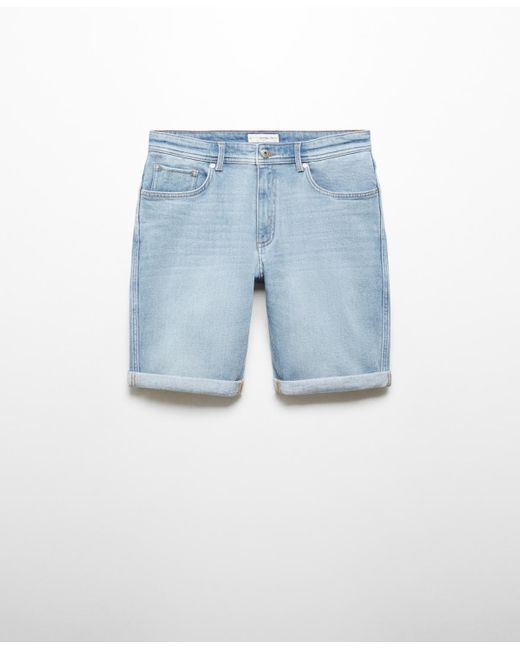 Mango Blue Slim-fit Denim Bermuda Shorts for men