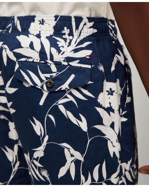 Tommy Hilfiger Blue Relaxed-fit 10" Tropical Linen Shorts for men