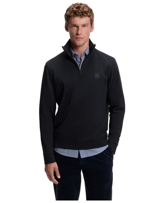 Boss Black Boss By Logo Patch Zip-neck Sweatshirt for men