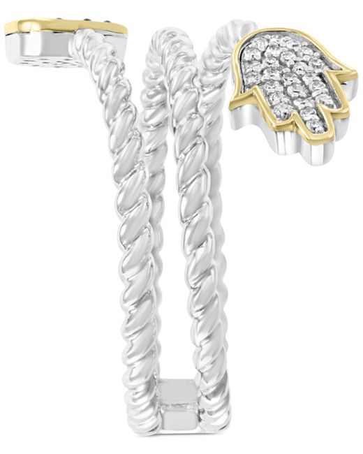 Effy White Effy® Diamond Hamsa & Evil Eye Ring (1/6 Ct. T.w.) In Sterling Silver And 14k Gold-plate Over Sterling Silver