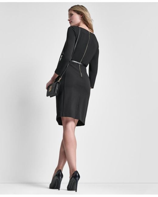 DKNY 3/4 Sleeve Asymmetric Neck Sheath Dress in Black | Lyst DKNY 3/4 Sleeve Asymmetric Neck Sheath Dress in Black | Lyst