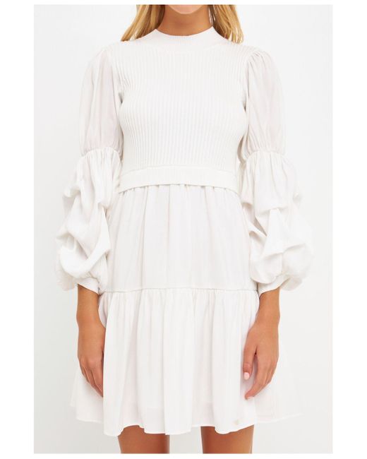 English Factory Mixed Media Mini Dress in White Lyst