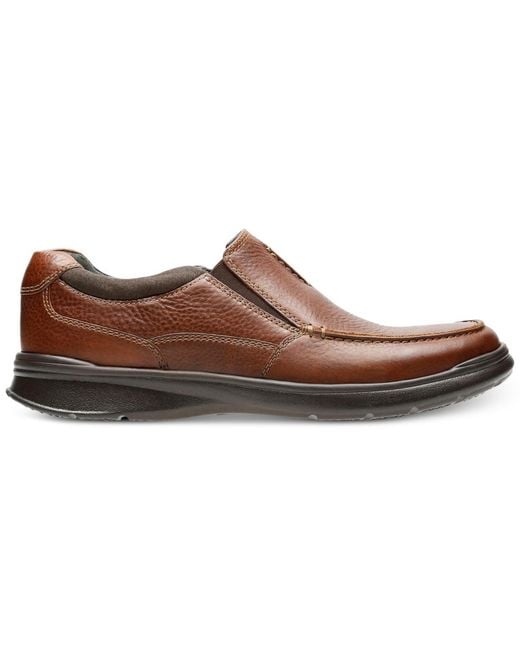 Clarks Brown Cotrell Free Leather Slip-ons for men