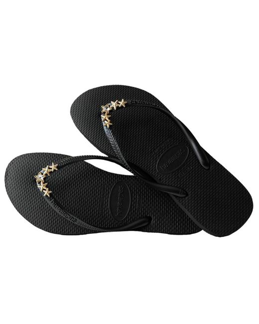 Havaianas Black Slim Stars Round Toe Sandals
