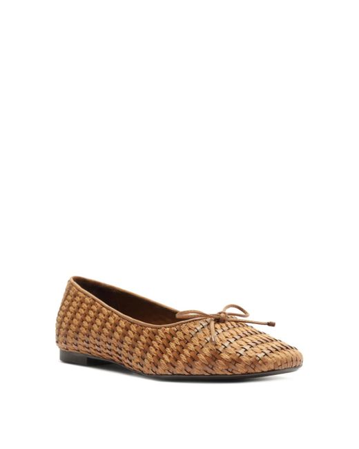 SCHUTZ SHOES Women's Brown Arissa Straw Slip On Flats