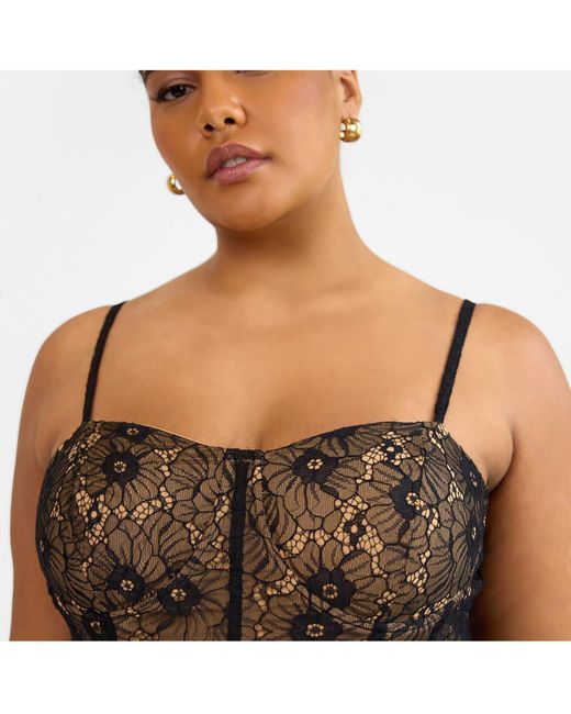 Rebdolls Brown Lorelei Lace Overlay Midi A Line Dress
