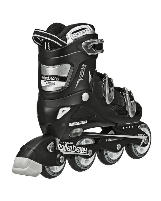 Roller Derby Black V-tech 500 Inline Skates Large (6-9)