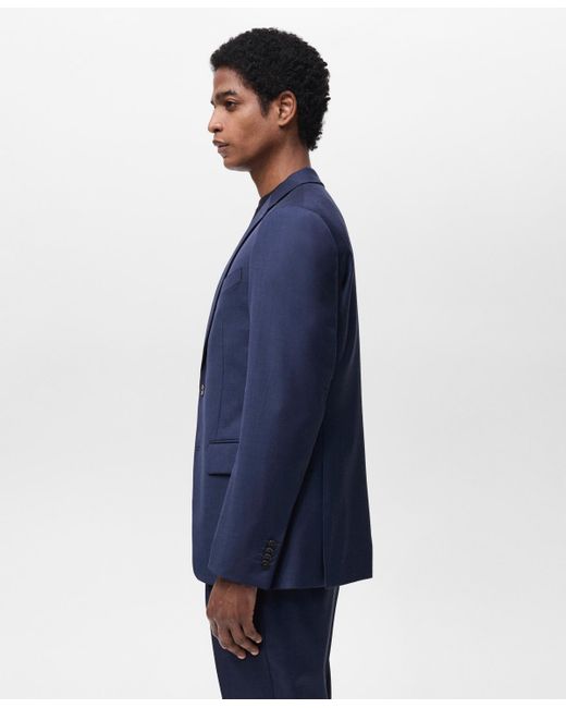 Mango Blue Slim-fit Wool Blazer